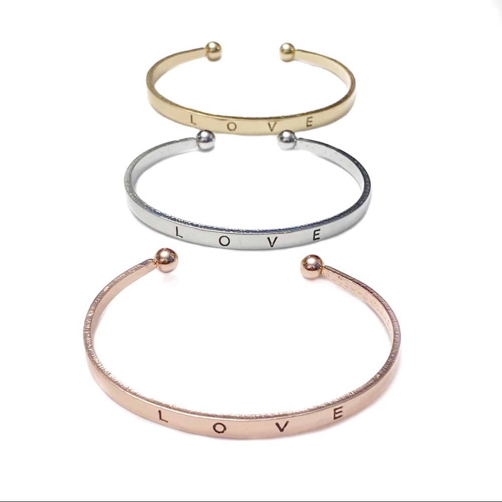 3/$20 LOVE Bracelets Triple Stacking Metal Stamp…